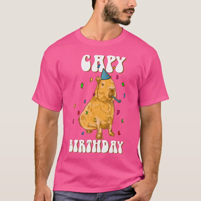 Capy Birthday I Funny Capybara T-Shirt (Vorderseite)