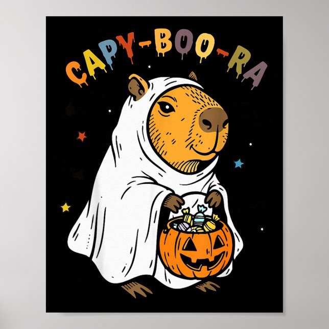 Capy-boo-ra Cappy Halloween Funny Capybara Costume Poster (Vorne)