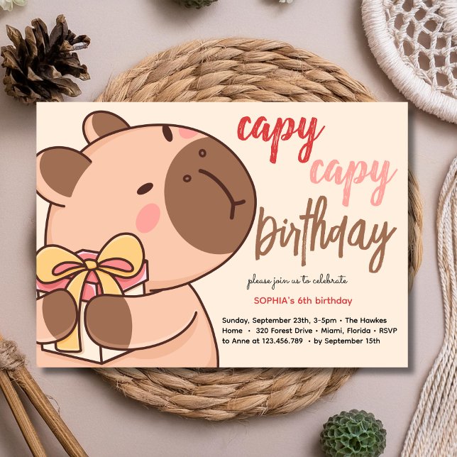 Capy capy capybara birthday invitation einladung (Von Creator hochgeladen)
