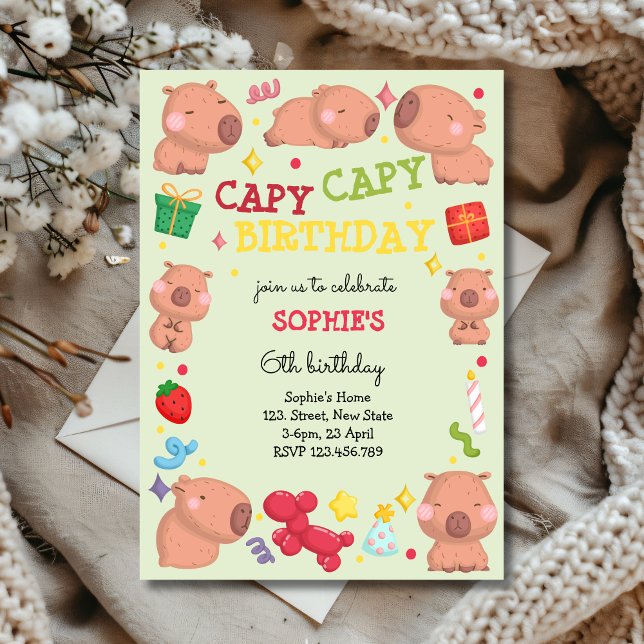 Capy capy Capybara Geburtstag Einladung (Von Creator hochgeladen)