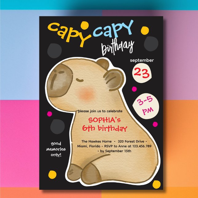 Capy capybara birthday invitation einladung (Von Creator hochgeladen)