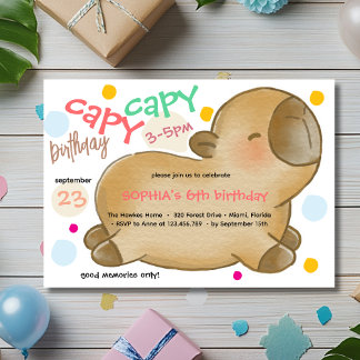 Capy capybara birthday invitation einladung