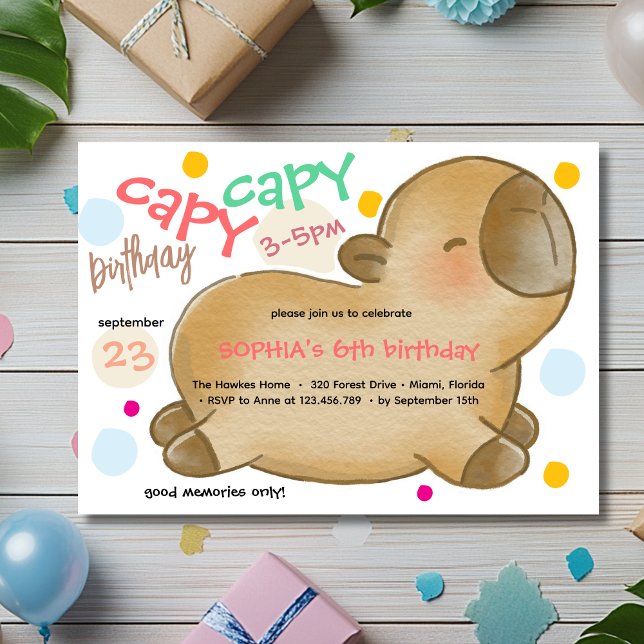 Capy capybara birthday invitation einladung (Von Creator hochgeladen)