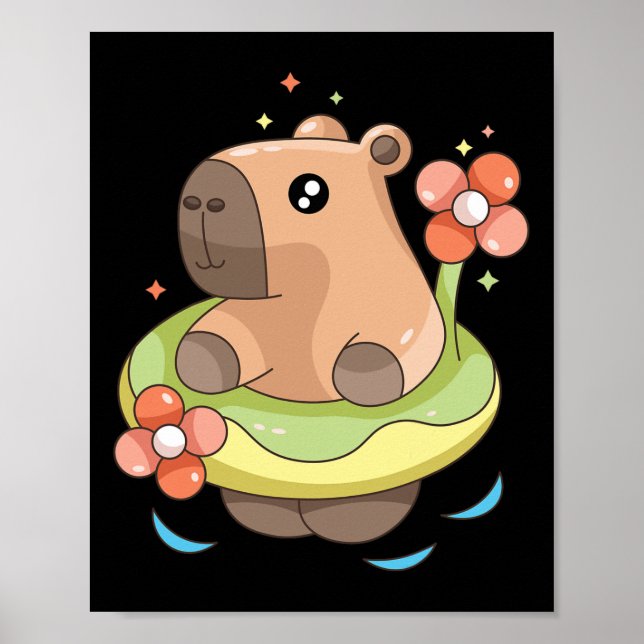 Capy Capybara Floatie Funny Xmas im Juli Mädchen K Poster (Vorne)