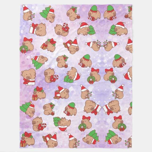Capy Christmas Cozy Fleecedecke (Vorderseite)