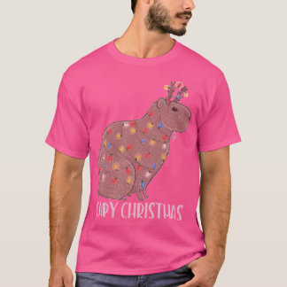 Capy Christmas Tree Lights Weihnachtsmannmütze Ulg T-Shirt