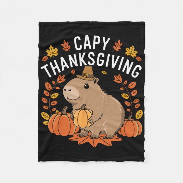 Capy Erntedank Funny Capybyra Erntedank Fall Fleecedecke (Vorderseite)