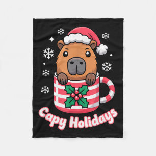 Capy Ferien Süßer Capybara Weihnachtsmann Hut Fleecedecke