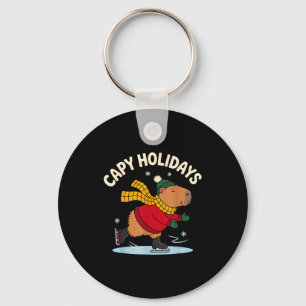 Capy Holidays Eislaufen Capybara Lustiges Xmas Chr Schlüsselanhänger