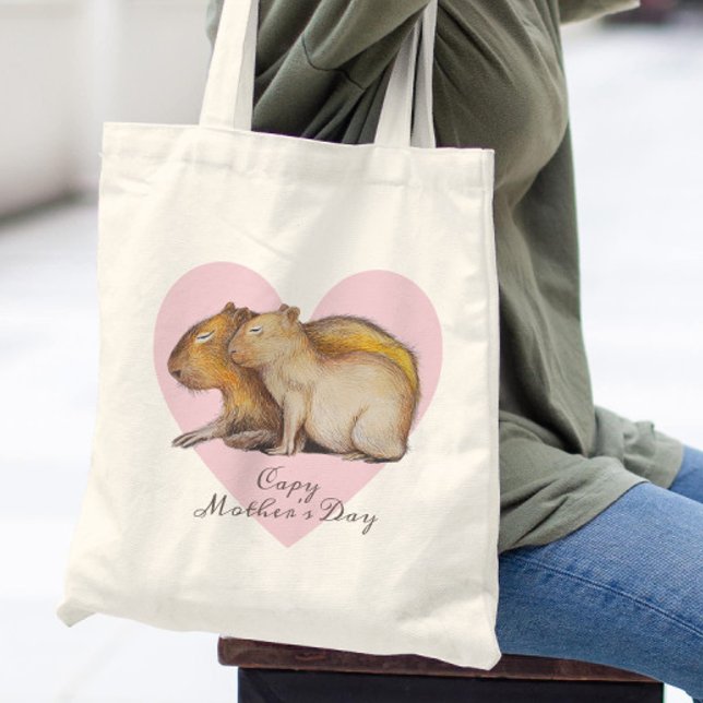 Capy Mother Day Niedlich Capybara Baby & Mama Cust Tragetasche (Von Creator hochgeladen)