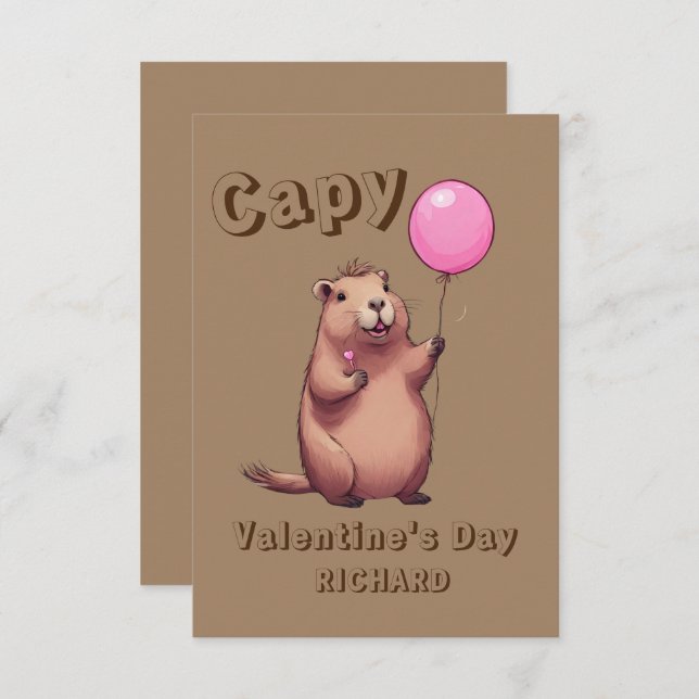 Capy Valentine's Day Capybara Mitteilungskarte (Vorne/Hinten)