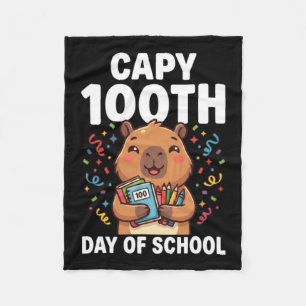 Capybara 100. Schultag Süße Capy-Tiere Fleecedecke