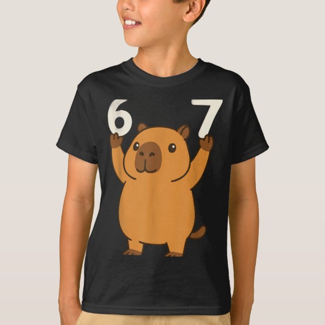 Capybara 67 Meme Six Seven Funny  T-Shirt (Vorderseite)