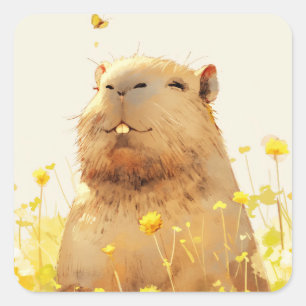 Capybara-Albernes Lächeln Quadratischer Aufkleber