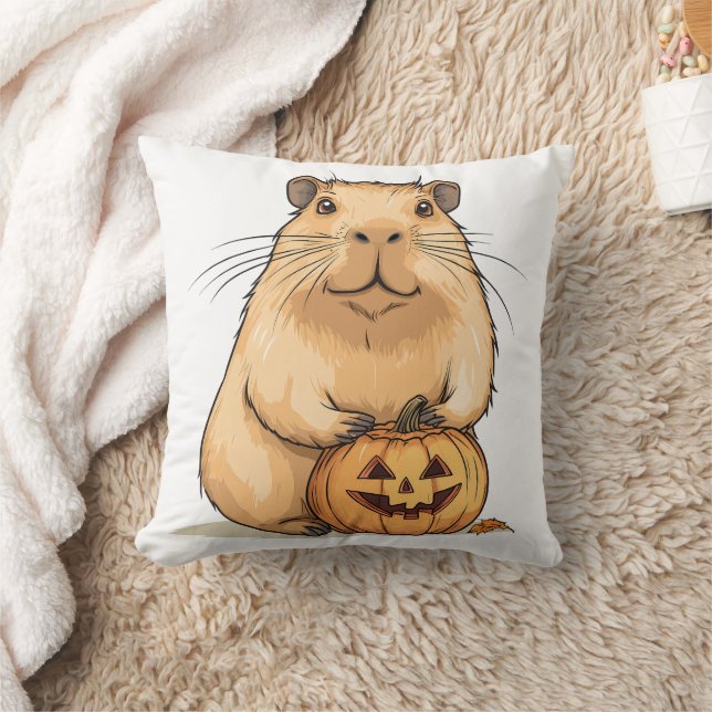 Capybara and Pumpkin Halloween Kissen (Decke)