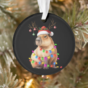 Capybara Animal Lover Christmas Lights Cappy Xmas Ornament