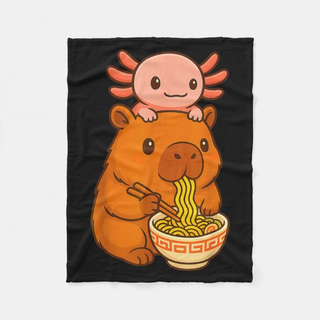 Capybara Anime Ramen Axolotl Funny Graphic Kawaii  Fleecedecke (Vorderseite)