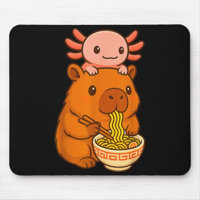 Capybara Anime Ramen Axolotl Funny Graphic Kawaii  Mousepad (Vorne)