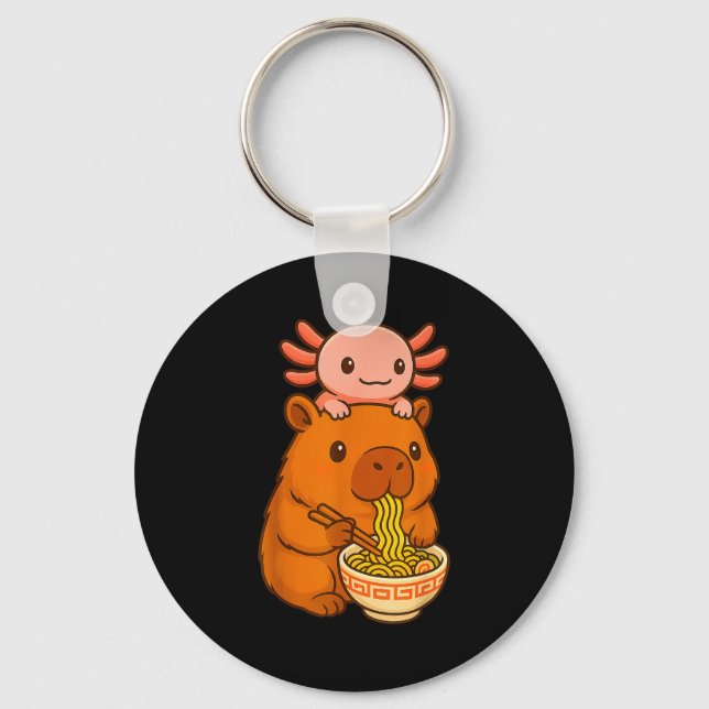 Capybara Anime Ramen Axolotl Funny Graphic Kawaii  Schlüsselanhänger (Vorderseite)