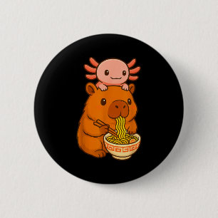 Capybara Anime Ramen Axolotl Lustiges Grafik Kawai Button
