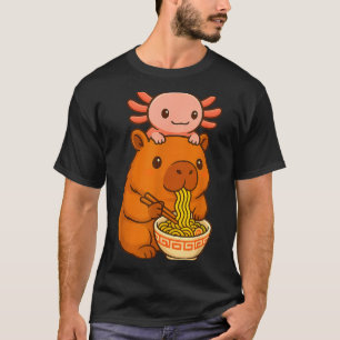 Capybara Anime Ramen Axolotl Lustiges Grafik Kawai T-Shirt