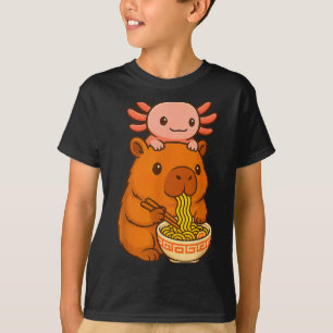 Capybara Anime Ramen Axolotl Lustiges Grafik Kawai T-Shirt