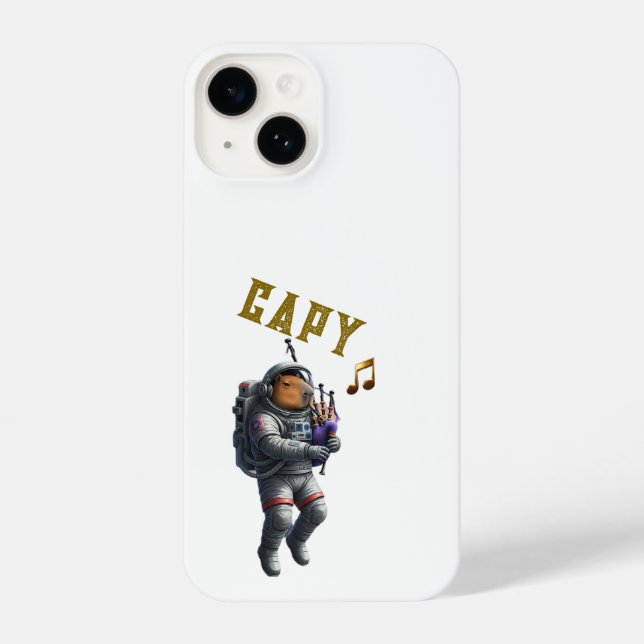 Capybara Astronaut Bagpipe Phone Case iPhone 14 Hülle (Rückseite)