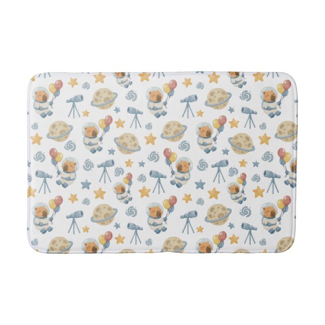 Capybara Astronaut Muster Bath Mat Badematte (Vorderseite)