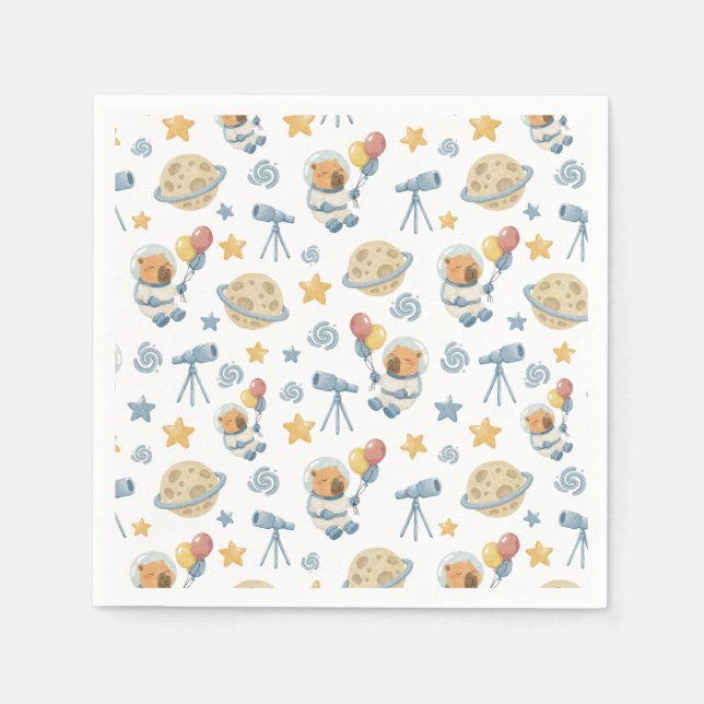 Capybara Astronaut Muster Napkins Serviette (Vorderseite)