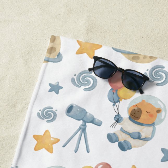 Capybara Astronaut Pattern Beach Handtuch (Beispiel)