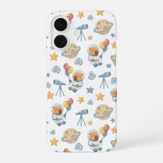 Capybara-Astronauten-Muster -   iPhone 16 Hülle (Rückseite)