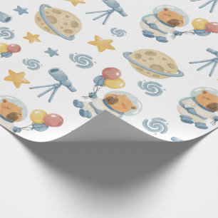 Capybara Astronautenmuster - Papierrolle Geschenkpapier