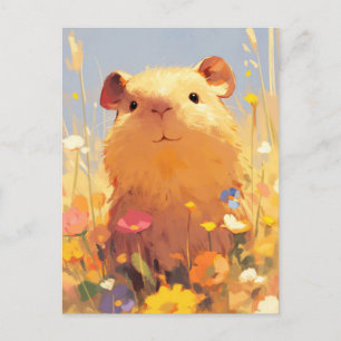 Capybara auf einer farbenfrohen Sommerwiese voller Postkarte