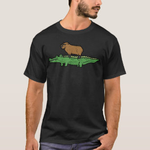 Capybara auf Krokodil Capy Alligator Nagetier Männ T-Shirt