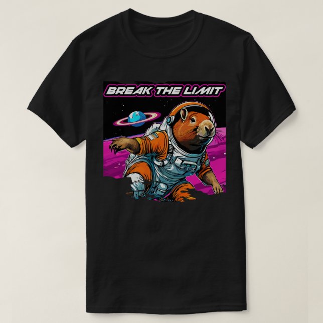 Capybara auf Space TShirt (Design vorne)