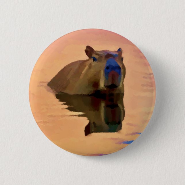 Capybara aus einem ruhigen See Button (Vorderseite)