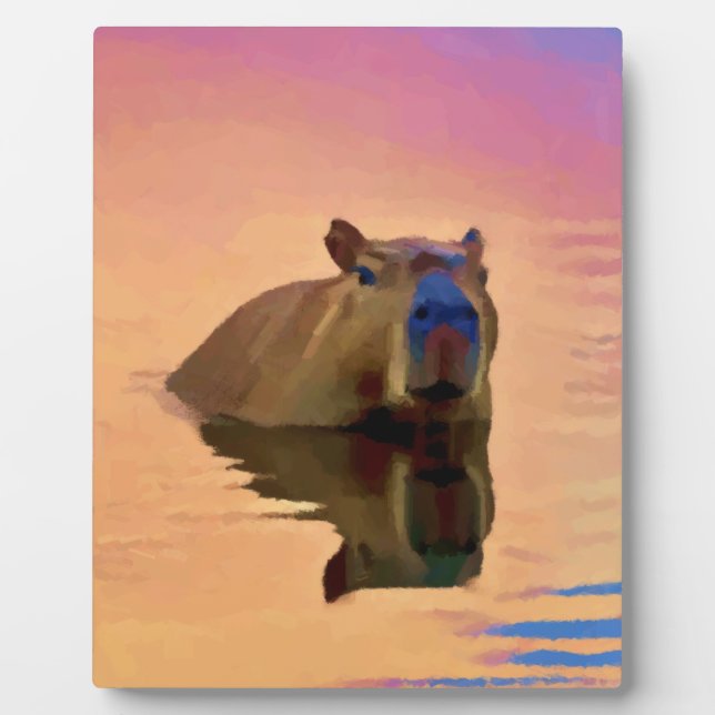 Capybara aus einem ruhigen See Fotoplatte (Vorderseite)