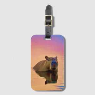 Capybara aus einem ruhigen See Gepäckanhänger