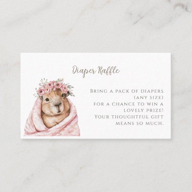 Capybara Baby Shower • Diaper Raffle Card Visitenkarte (Vorderseite)