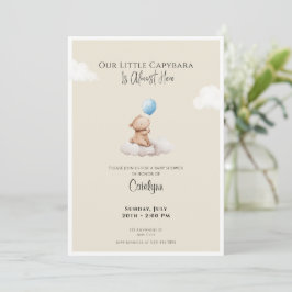 Capybara Baby Shower Invitation Cloud and Balloon Einladung