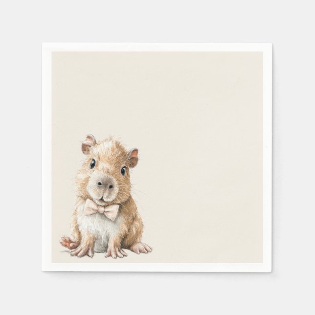 Capybara Baby Shower Napkin • Girl Edition Serviette (Vorderseite)