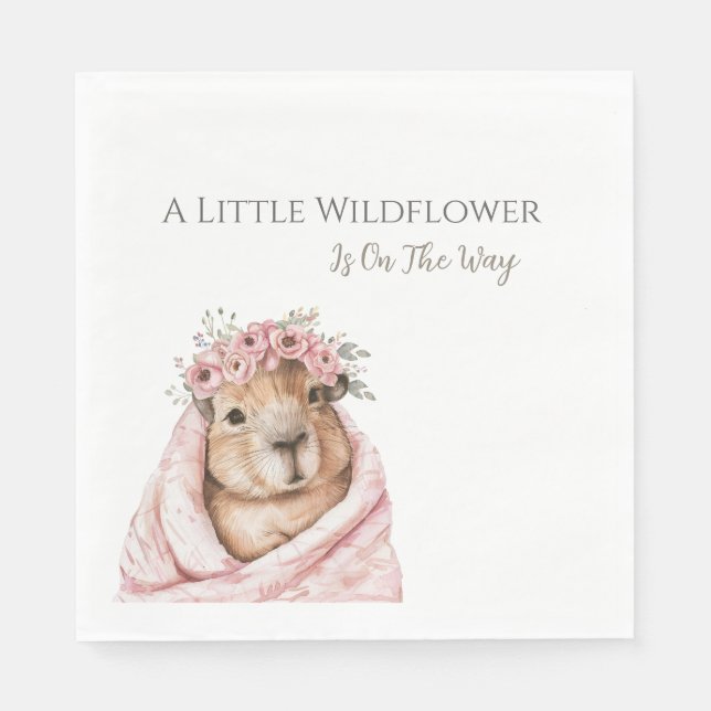 Capybara Baby Shower • Wildflower Napkin Serviette (Vorderseite)