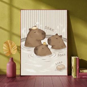 Capybara-Badezeit Süßes Tier Wandkunst Poster