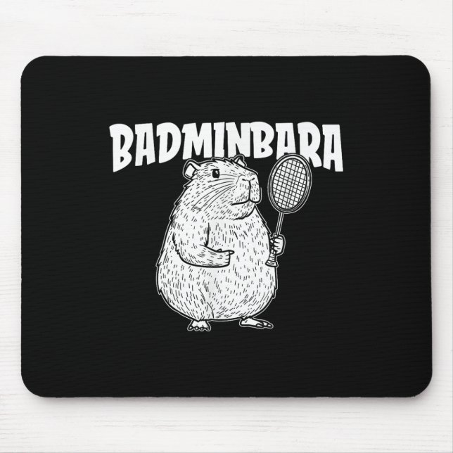 Capybara Badminton Shuttle - Player Racket Badminb Mousepad (Vorne)
