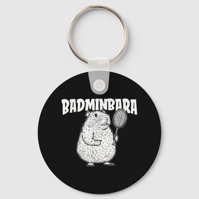 Capybara Badminton Shuttle - Player Racket Badminb Schlüsselanhänger (Vorderseite)