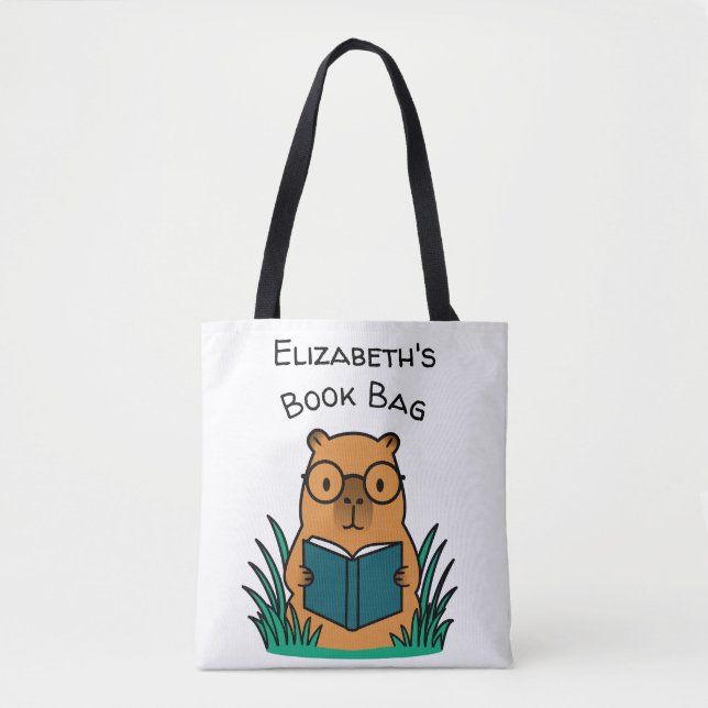 Capybara beim Lesen eines Buches Tasche (Vorderseite)
