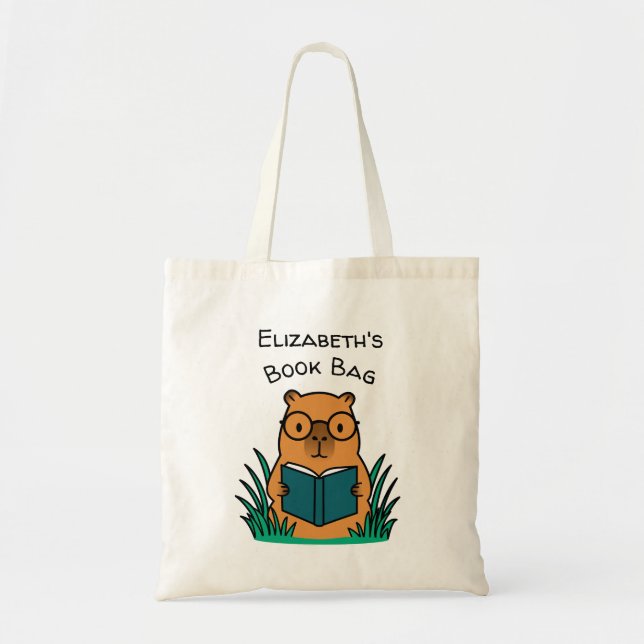 Capybara beim Lesen eines Buches Tragetasche (Vorne)
