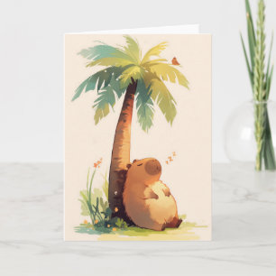 Capybara beim Nickerchen unter der Palme Karte
