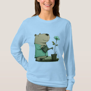 Capybara Bewässerungspflanze Lustiges Frauen-T-Shi T-Shirt