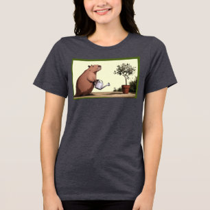 Capybara Bewässerungspflanze Lustiges Frauen-T-Shi Tri-Blend Shirt